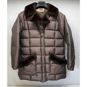 Vtg COMFY BRAND Women's Size 18  Brown Nylon Down Winter Western Puffer Jacket